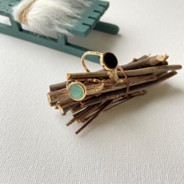 Bague plaqué or de qualité amazonite ou agate noire