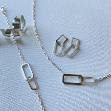 Boucles d'oreilles argent maillons rectangulaires