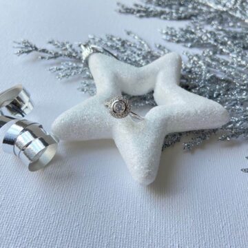 Bague fiançailles argent ronde rhodié