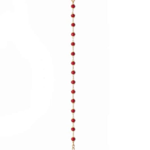 Bracelet plaqué or perles rouges