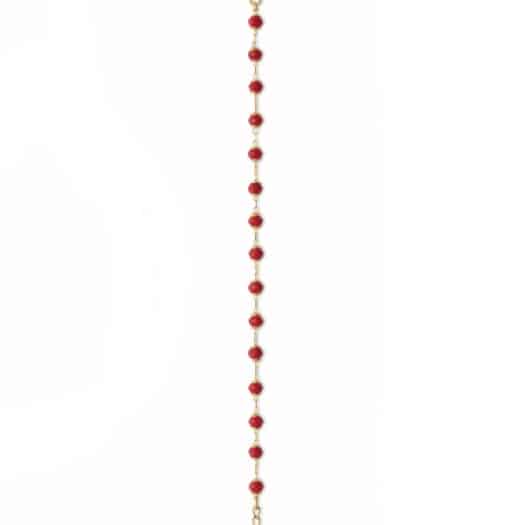 Bracelet plaqué or perles rouges