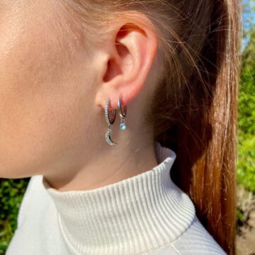 Boucles d'oreilles argent et bleu
