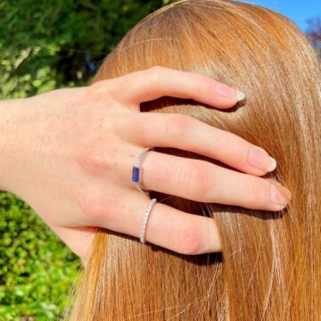 Bague pierre bleu rectangulaire