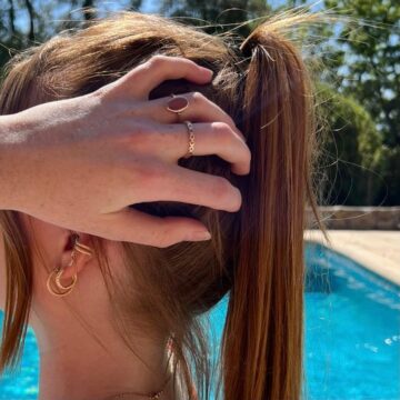 Bague plaqué or pierre rhodonite rouge