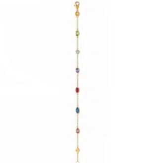 Bracelet plaqué or pierres colorées
