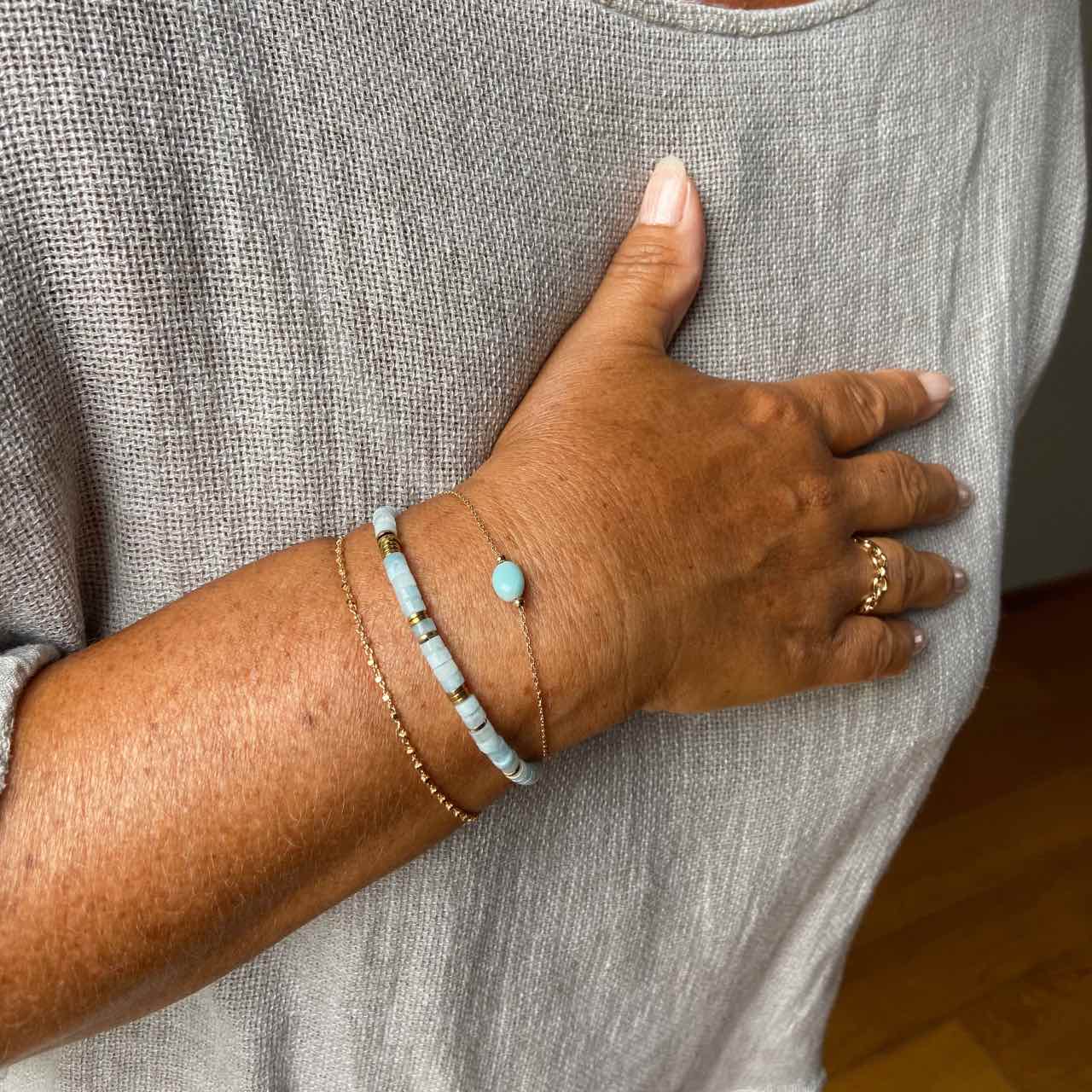 Lot de 3 bracelets argent pierre bleue – BIJOUX BY JULIE