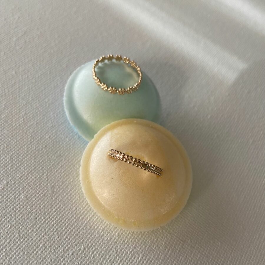 Bague anneau plaqué or perlé