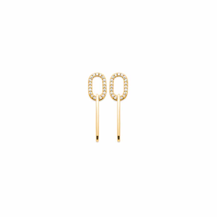 boucles d'oreilles pendantes ovales plaqué or