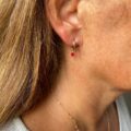 Boucles d'oreilles plaqué or créoles rouge
