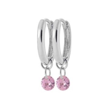 Petites créoles argent et rose