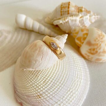 Large bague plaqué or oxyde zircon ovale