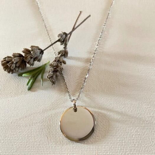 Collier médaille bombée en argent