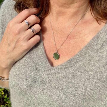 Collier pendentif médaille argent lisse bombée