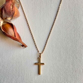 collier plaqué or pendentif croix lisse