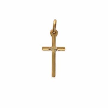 Pendentif croix ciselé en plaqué or 18 carats