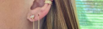 Double boucle d'oreille pendante