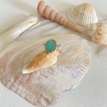 bague plaqué or pierre amazonite
