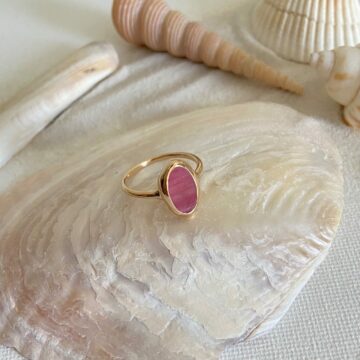 bague plaqua or pierre rouge