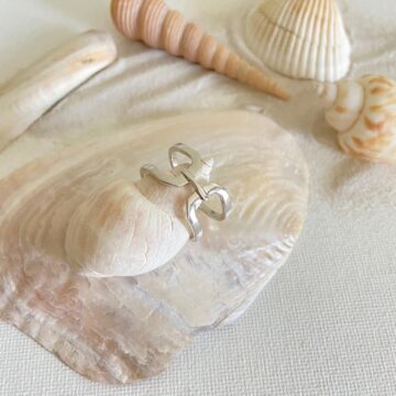 bague anneau argent en forme de H