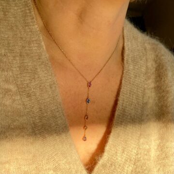 Collier Y plaqué or 5 couleurs