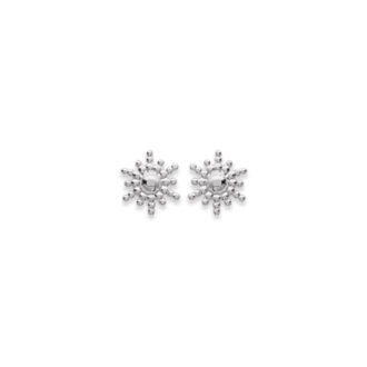 Boucles d'oreilles puces forme flocon argent