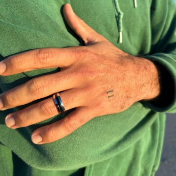 Bague homme en acier inoxydable caoutchouc