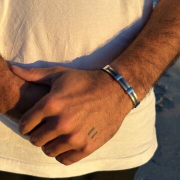 Bracelet homme acier et caoutchouc