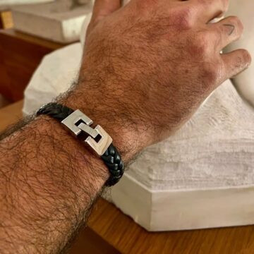 Bracelet homme en cuir tressé