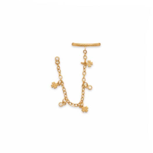 boucles d'oreille + bague d'oreille trèfle plaqué or