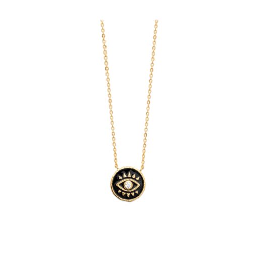 Collier plaqué or oeil noir