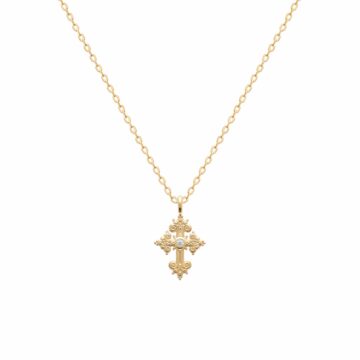 collier plaqué or croix rétro