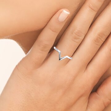 Bague en V argent rhodié 925