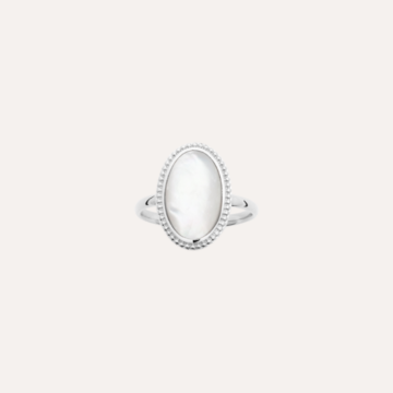 Bague argent nacre pierre ovale