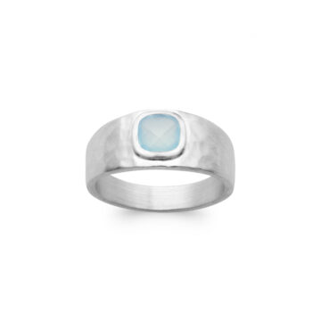 bague argent pierre agate bleu
