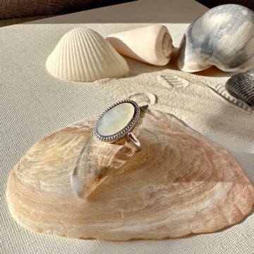Bague argent nacre ovale