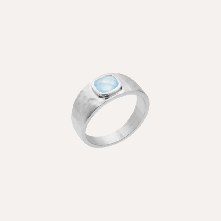 Bague argent pierre agate bleue