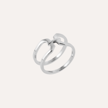 Bague forme H argent rhodié