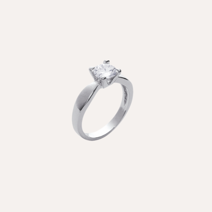 Bague solitaire argent zirconium