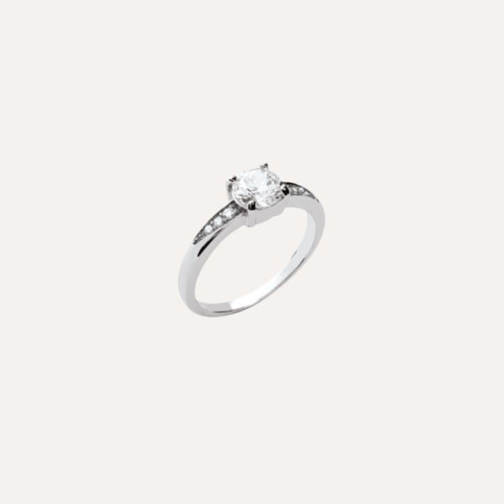 Bague solitaire argent rhodié