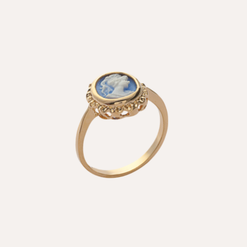 Bague camée bleu