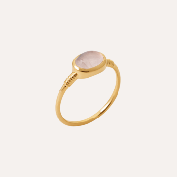 Bague plaqué or quartz rose