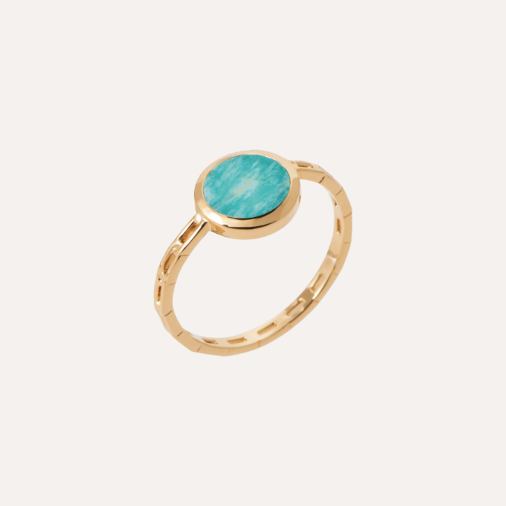 Bague plaqué or amazonite