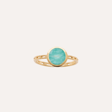 Bague plaqué or amazonite