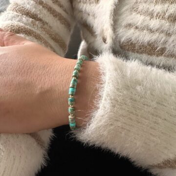 Bracelet plaqué or jaspe bleu turquoise