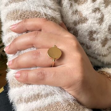 Bague plaqué or réversible nacre