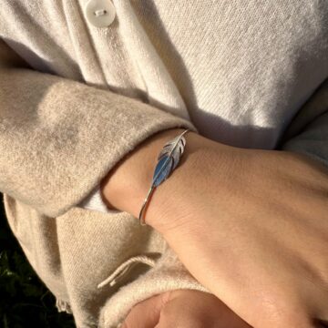 Bracelet jonc argent plume