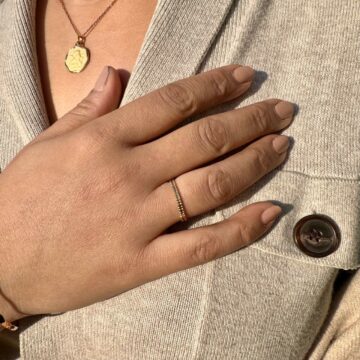 Bague fine perlé plaqué or