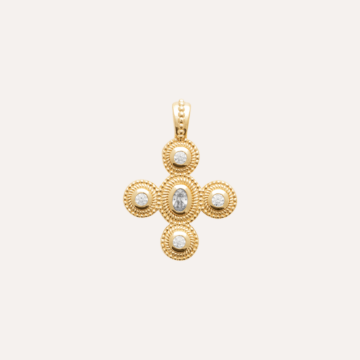Pendentif croix plaqué or et zirconium