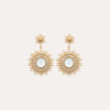 Boucles d'oreilles pendantes soleil et nacre