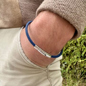 Bracelet homme cuir bleu